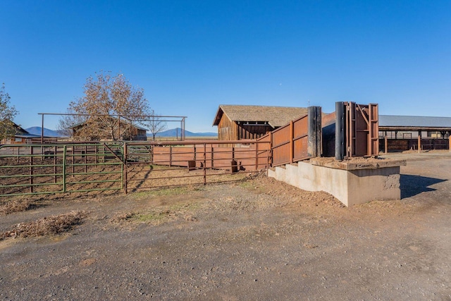 exterior space with an outbuilding