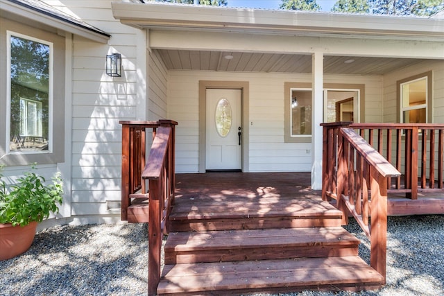 entrance to property with a porch