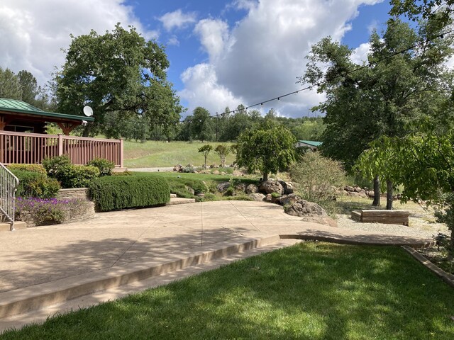 view of yard featuring a wooden deck