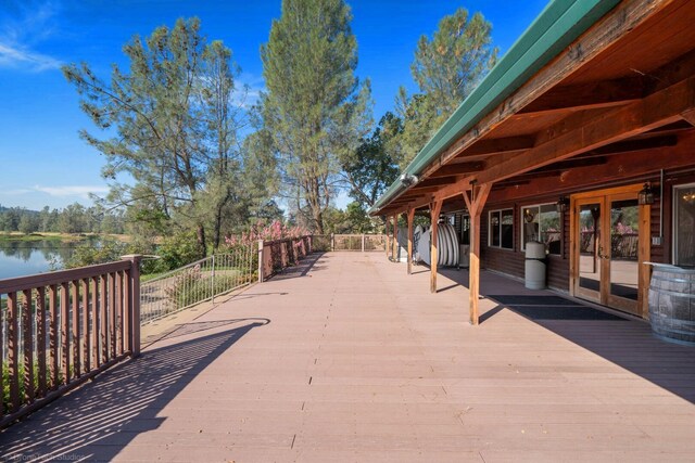 deck with a water view