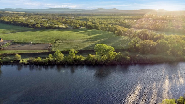 aerial view with a water and mountain view