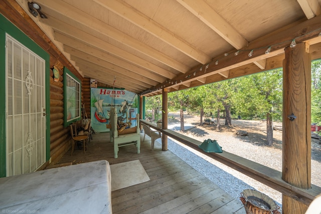 view of patio with a wooden deck