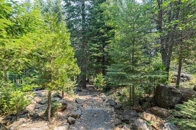 view of landscape with a view of trees