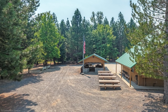 exterior space with metal roof