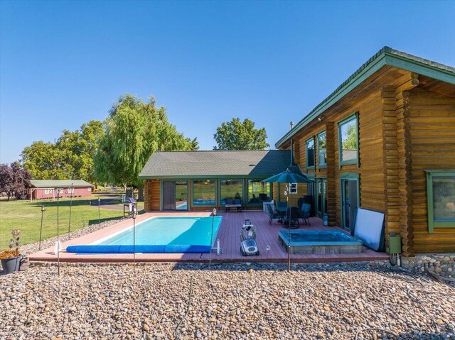 view of pool featuring a deck