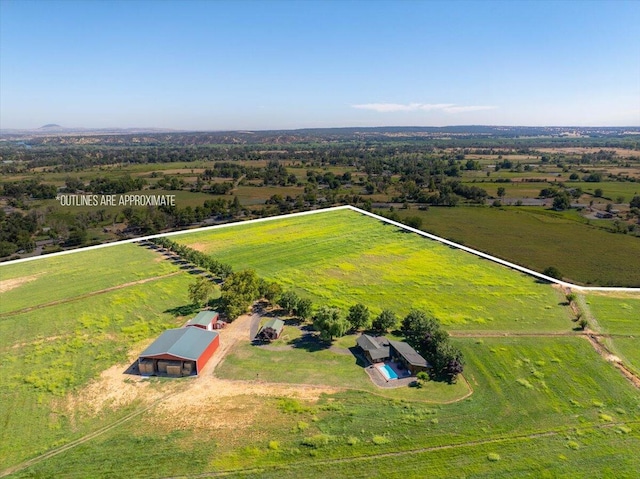 drone / aerial view featuring a rural view