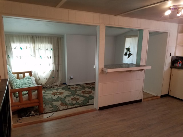 interior space with light hardwood / wood-style floors