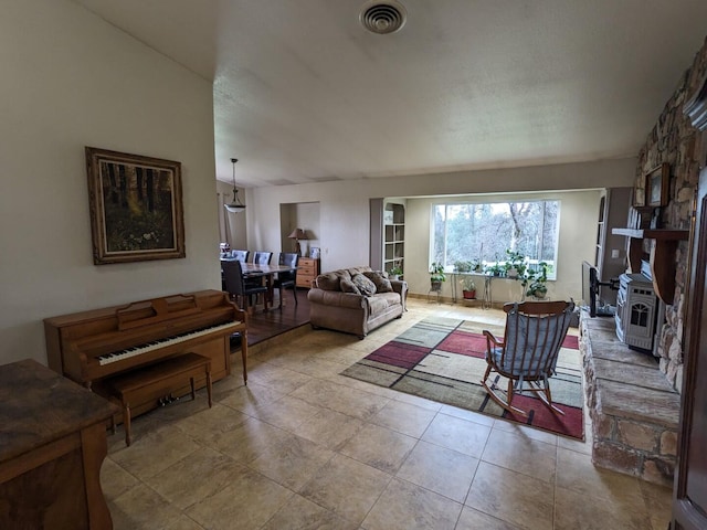 view of tiled living room