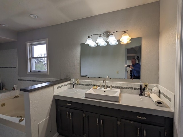 bathroom featuring vanity and a bathing tub