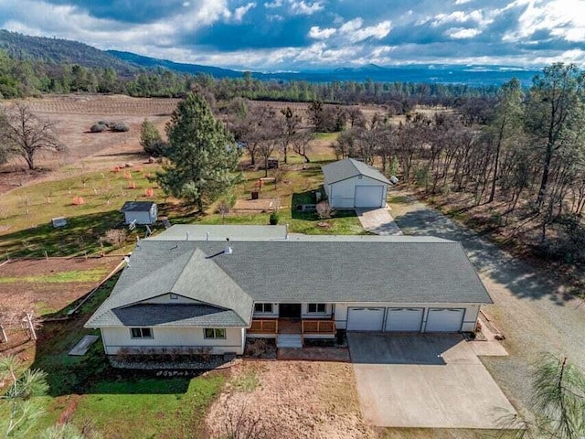 bird's eye view with a mountain view