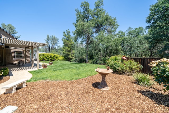 view of yard with a patio and a pergola