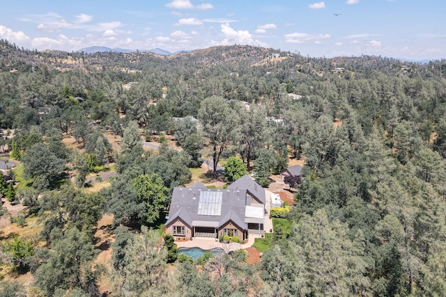 drone / aerial view featuring a mountain view