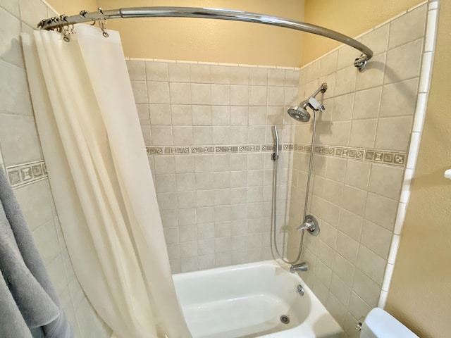 full bath featuring shower / bath combination with curtain