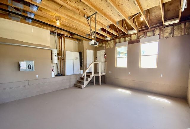 garage with a garage door opener