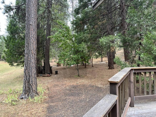 view of yard featuring a wooden deck