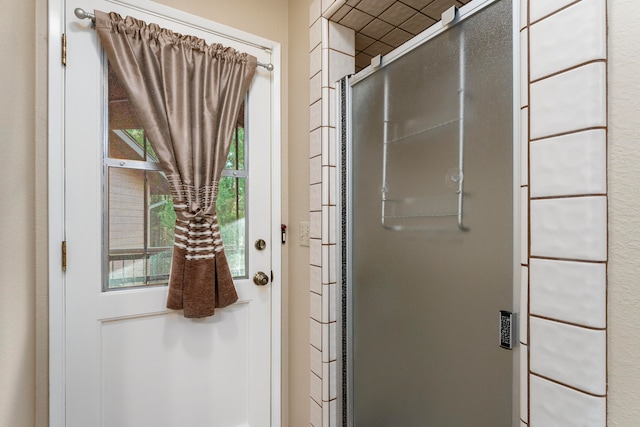 interior space with walk in shower