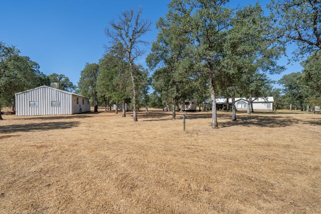 view of yard with a storage shed