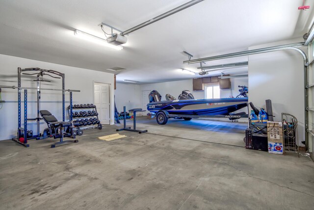 garage with a garage door opener