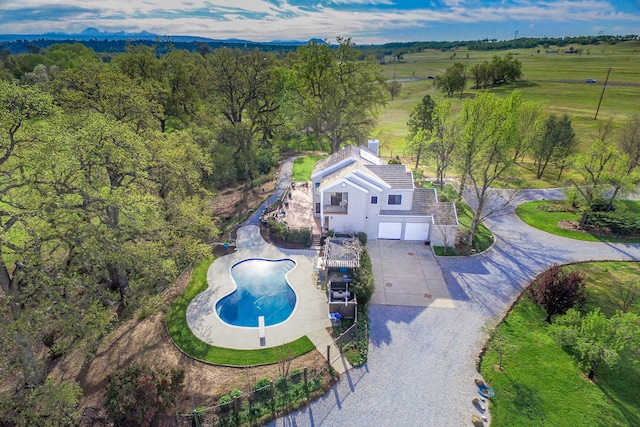 aerial view with a rural view