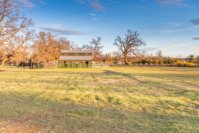 view of yard with a rural view