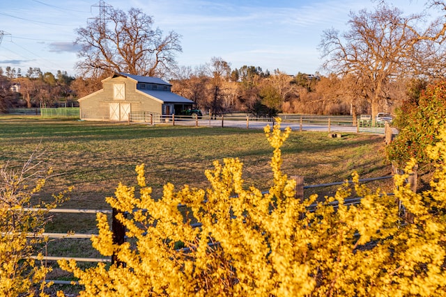 view of yard featuring a rural view