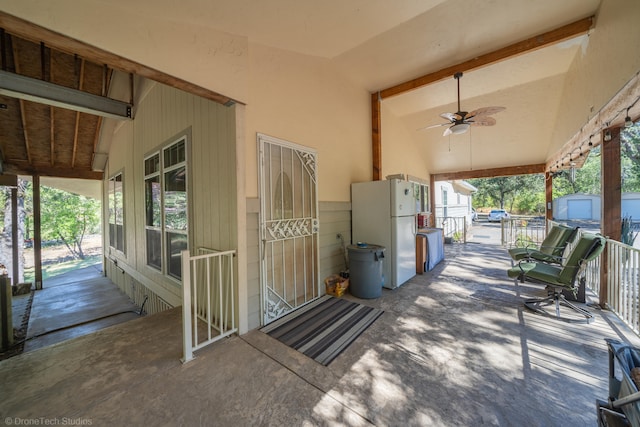 view of patio / terrace featuring ceiling fan