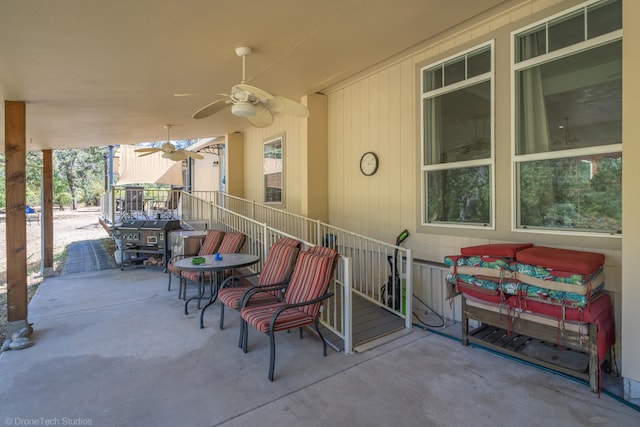 view of patio with ceiling fan