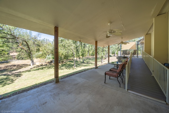 view of patio with ceiling fan