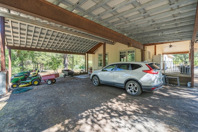 garage with a carport