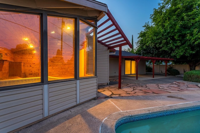 outdoor pool with a patio