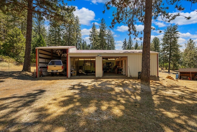 garage with a carport