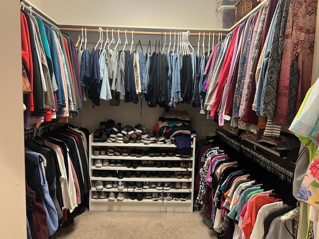 spacious closet with carpet floors