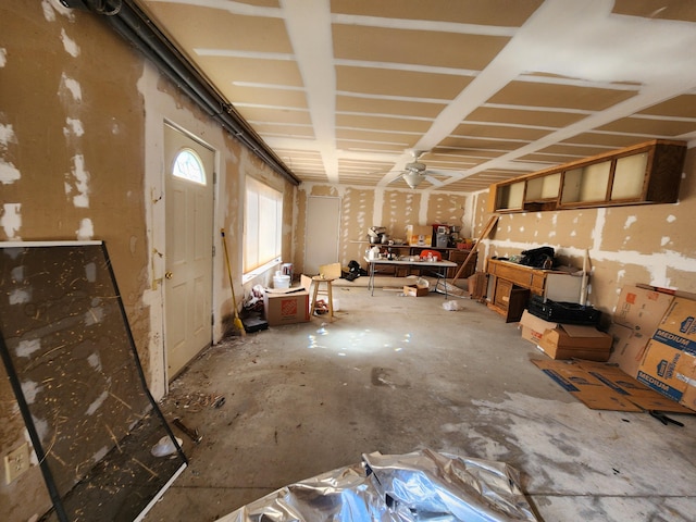 miscellaneous room featuring ceiling fan