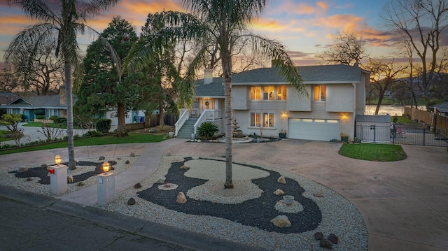 view of front facade with a garage