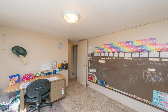 view of carpeted home office