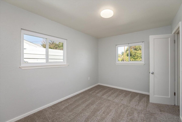 carpeted spare room featuring baseboards and a healthy amount of sunlight