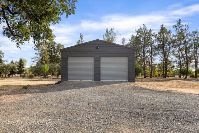 view of detached garage