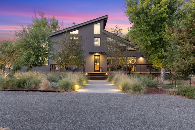 modern home featuring stucco siding