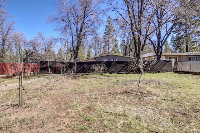 view of yard with a fenced backyard