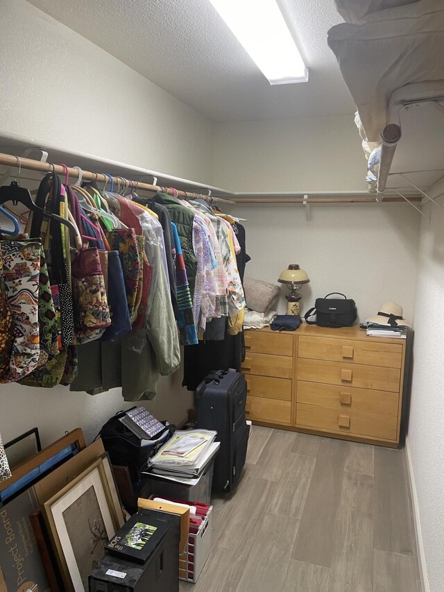 spacious closet featuring light wood-type flooring