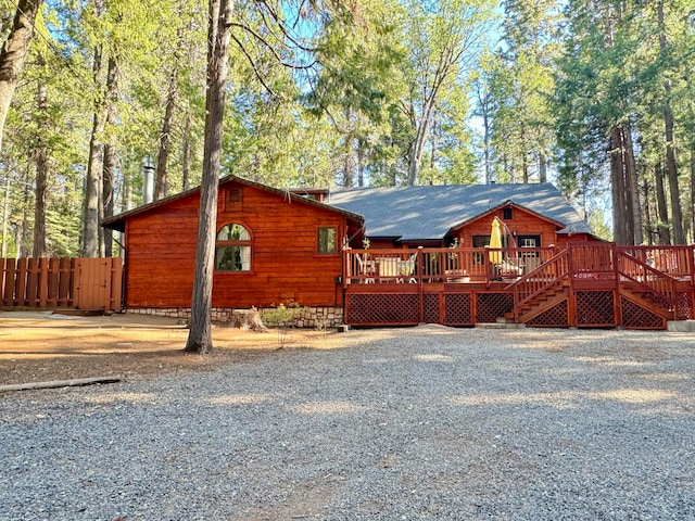 view of front facade with a deck