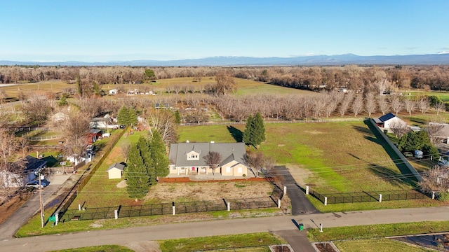 aerial view with a mountain view and a rural view