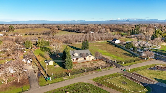 birds eye view of property with a mountain view