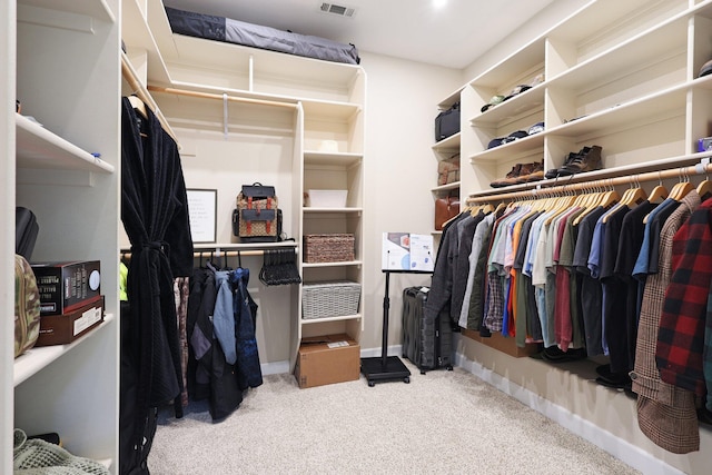 walk in closet with carpet floors