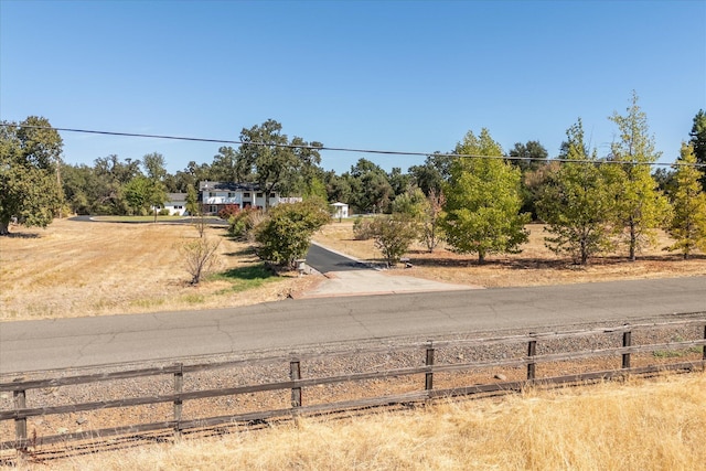 view of road with a rural view