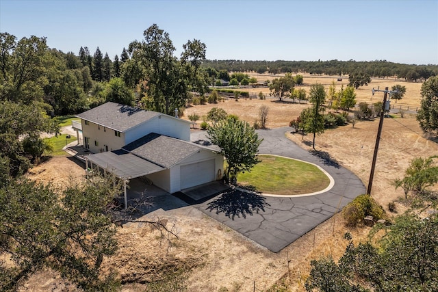 aerial view with a rural view