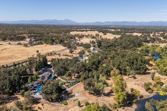 birds eye view of property with a mountain view