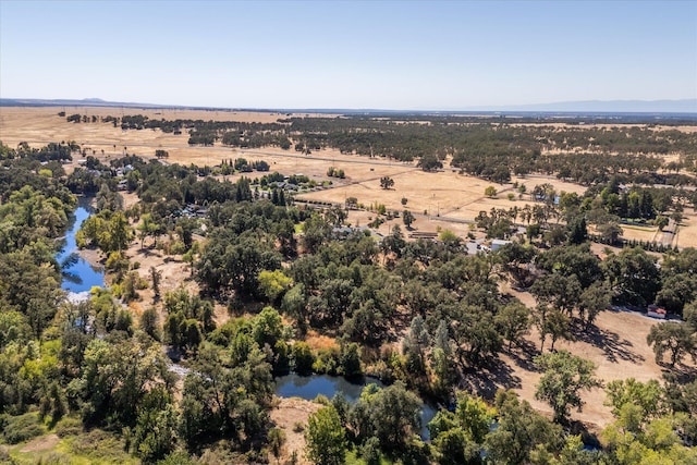 bird's eye view featuring a water view and a rural view