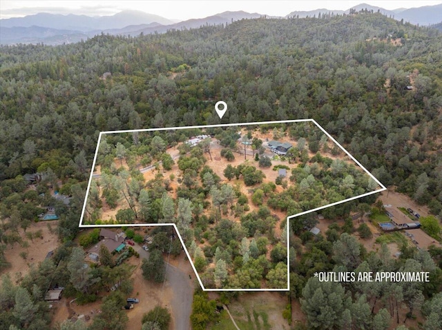 bird's eye view with a mountain view