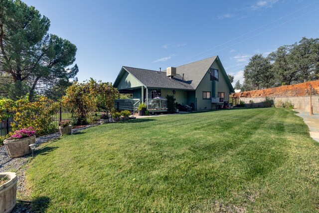 view of yard featuring a deck